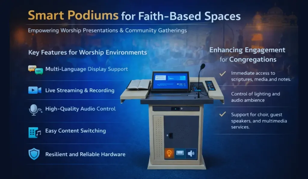 Smart Podiums for faith-based spaces or worship gathering places