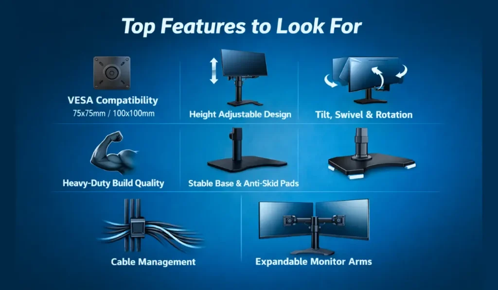 Top features to look in a gaming monitor floor stand