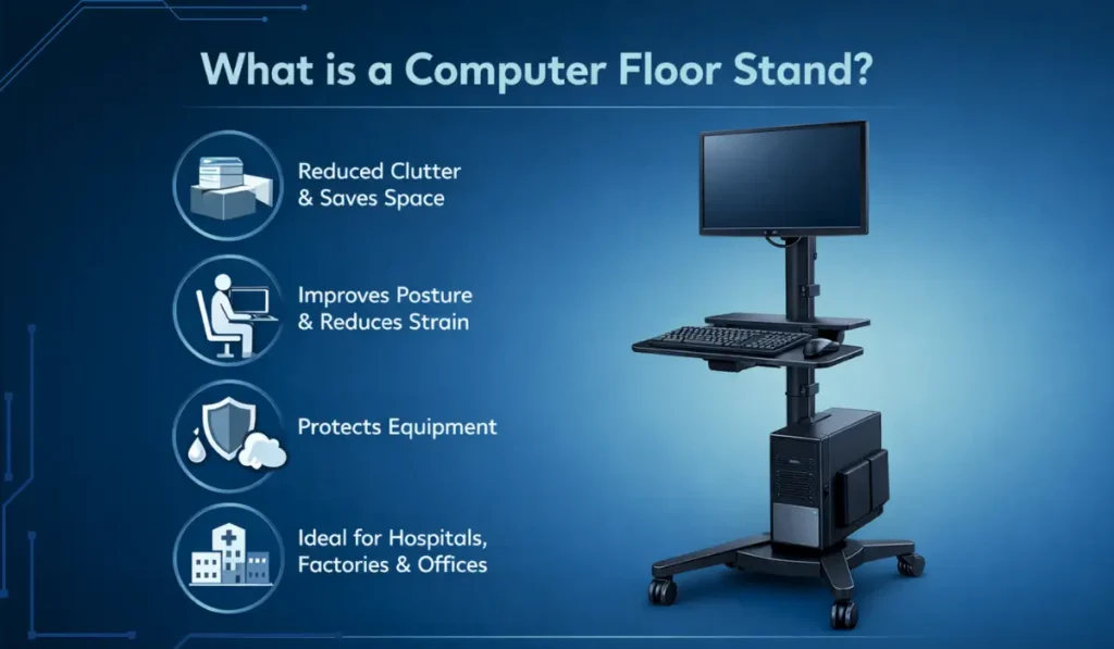 What is a computer floor stand and why is it important?