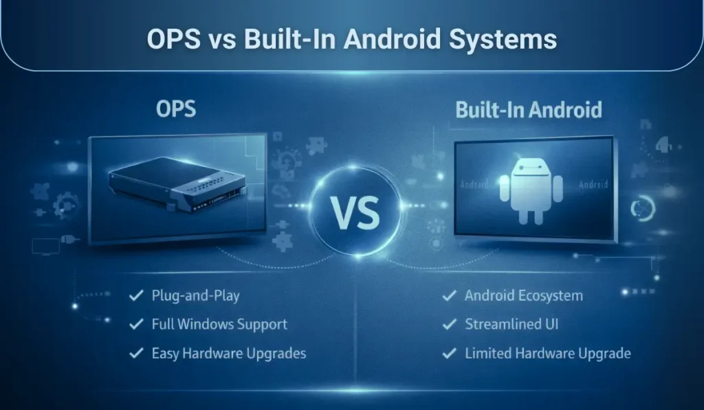 Difference between OPS vs built-In Android Systems