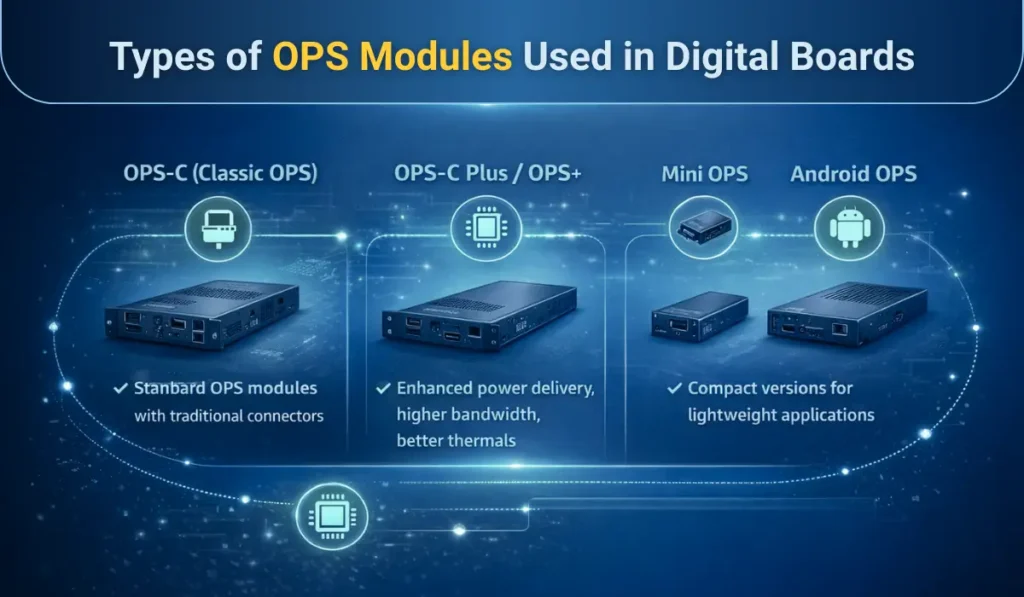 Types of OPS modules used in Digital Boards