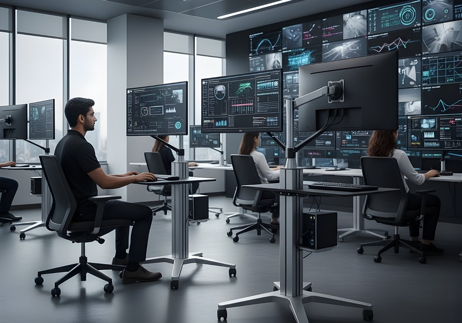 Monitor Floor Stand with Cable Management